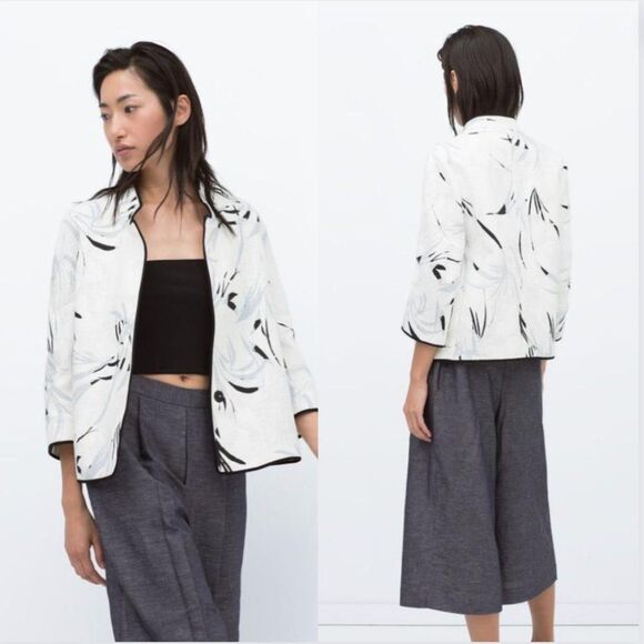 Zara Cotton Blazer Jacket Oversized - Picture 1 of 7